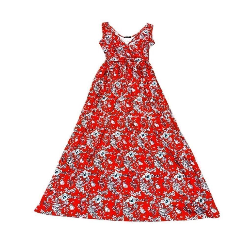 Long red floral dress size small